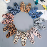 Cross-strap Fuzzy Leopard Slippers