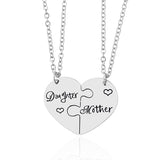 MOTHER'S DAY 2 PCS Love Daughter Mother Puzzle Heart Pendant Necklace - Silver Stainless Steel